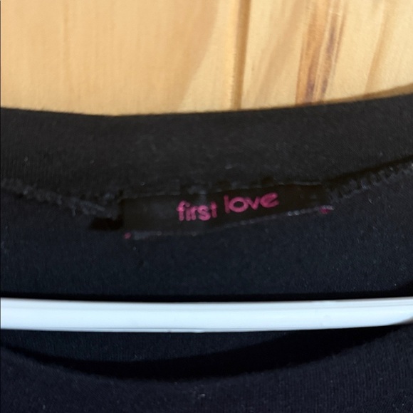 first love, Black Ruffle Sleeve Graphic Top - Picture 2 of 4